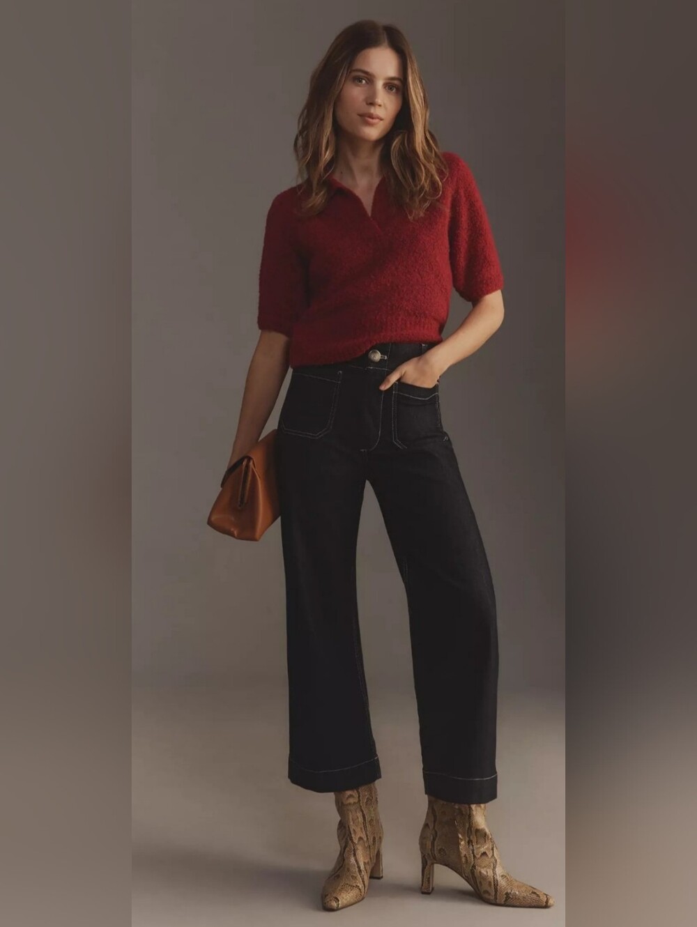 Maeve Colette High-Rise Wide-Leg Cropped Jeans Size 30 Rinsed denim